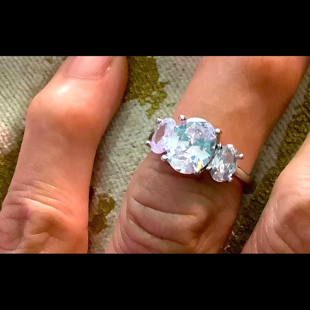 Yesterday, today, tomorrow 3 stone Cz ring in sterling silver.